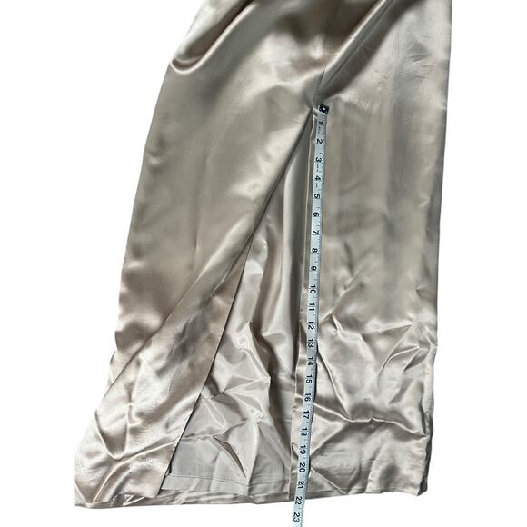 AJ Bari 100% Silk Sleeveless Maxi Dress Champagne Beige Size 6 Old Money Luxury - Picture 10 of 10